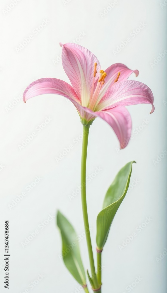 Naklejka premium Delicate flower with slender petals on white background, flowers, bloom