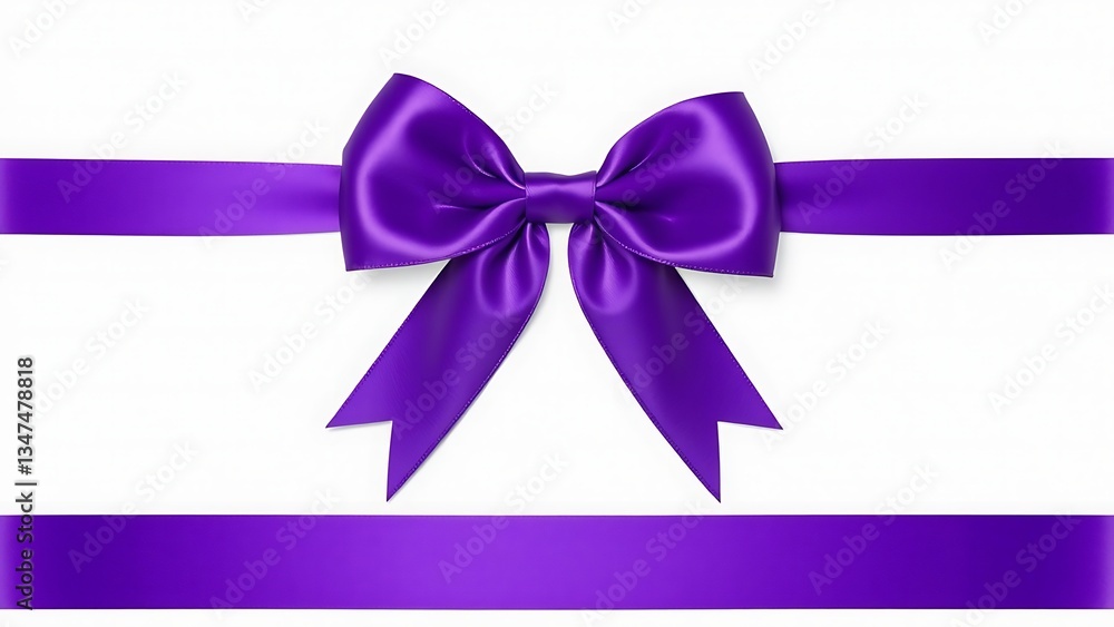 Purple ribbon bow isolated on white background for gift or decoration Purple ribbon bow isolated on white background for gift or decoration