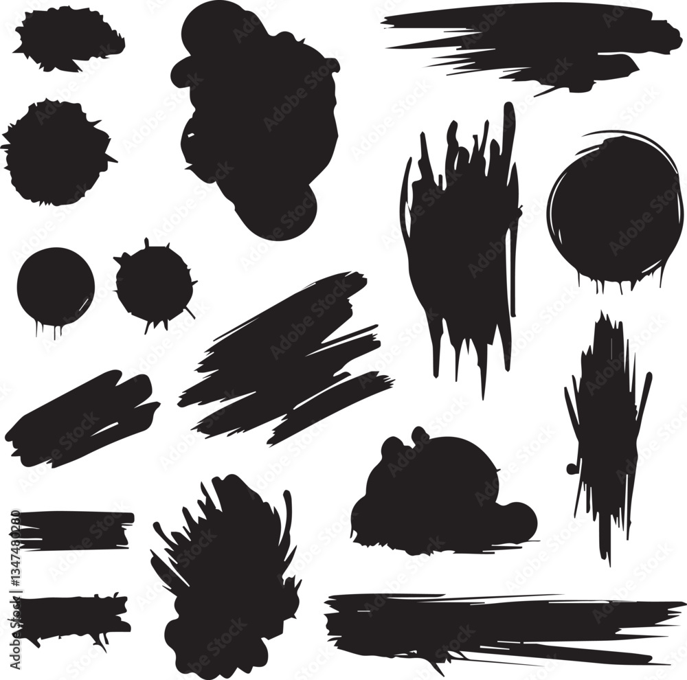 Fototapeta premium Black brush strock set 