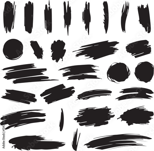 Black brush strock set 