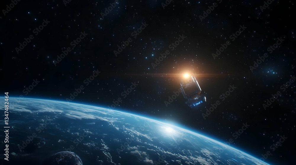 Obraz premium Earth From Space With Glowing Sun