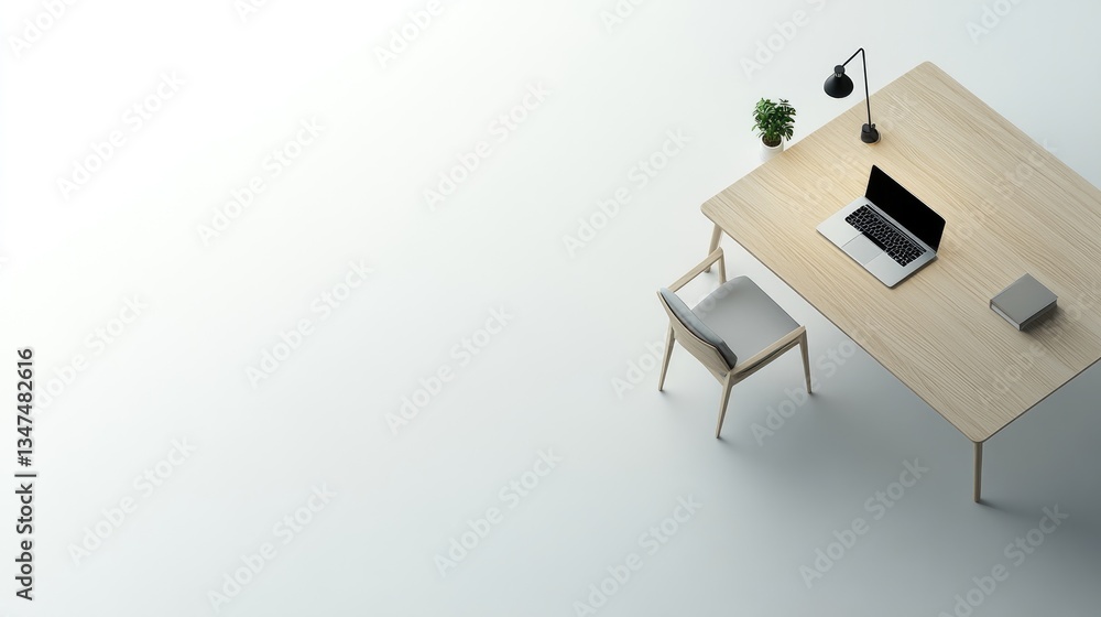 Fototapeta premium Minimalist Workspace Top-Down View