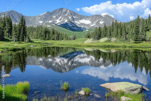 Wallpaper Mural Serene mountain lake reflecting peaks Torontodigital.ca