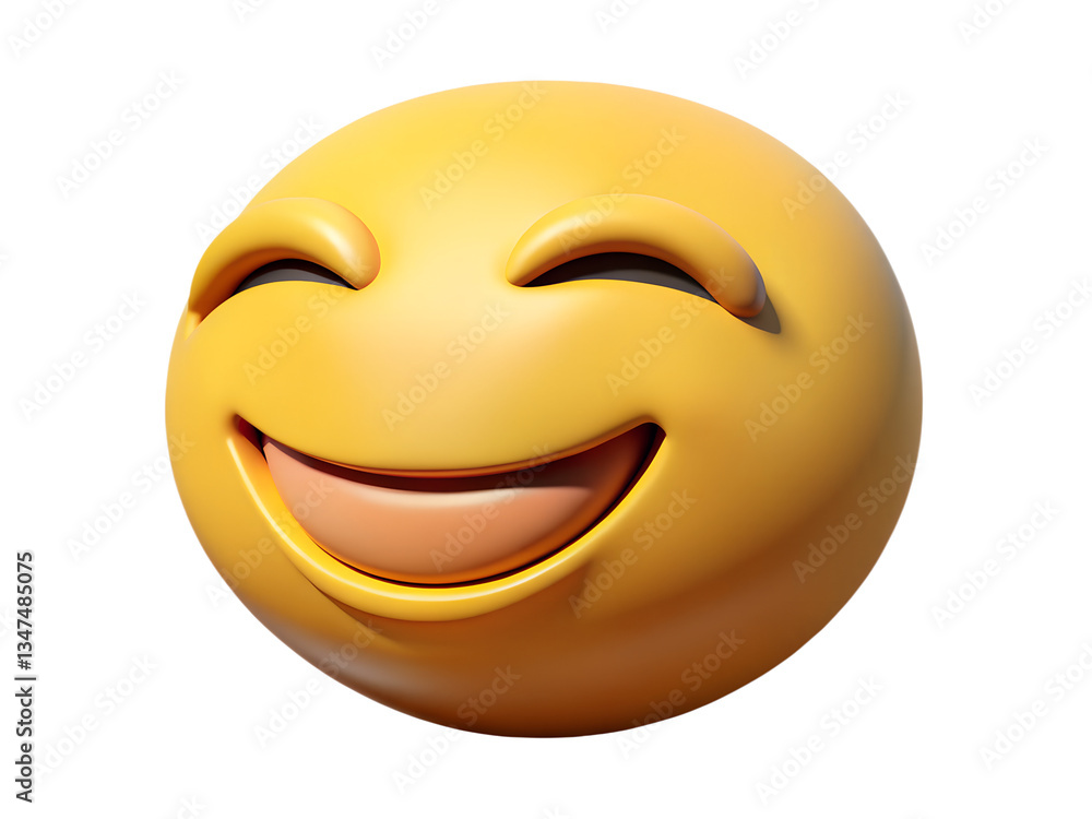 Fototapeta premium Smiling Face with Closed Eyes – Serenity and Joy