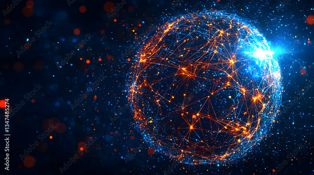 Obraz premium Abstract Glowing Digital Sphere Design