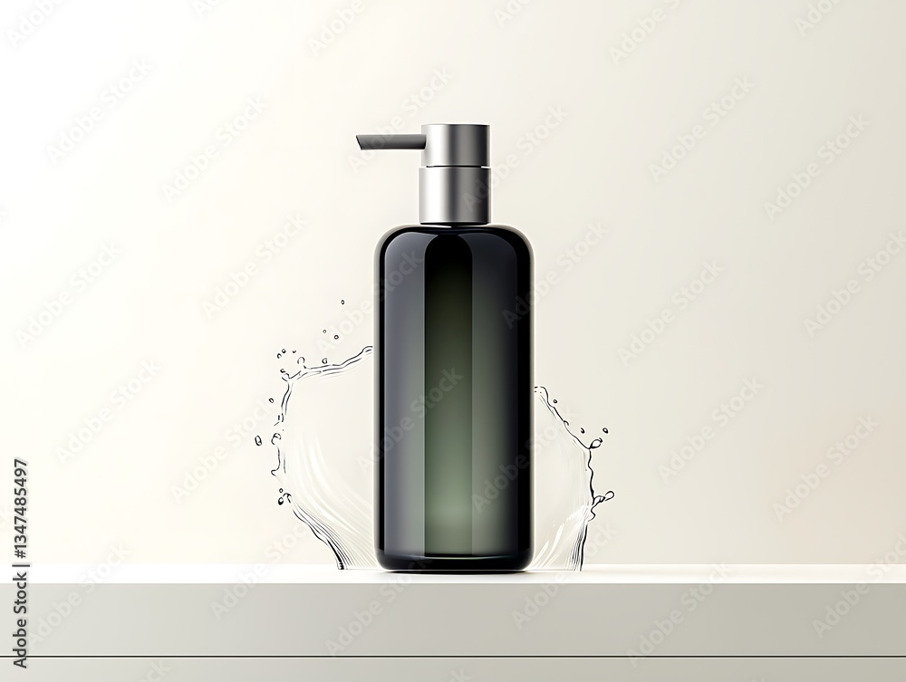 Dark green bottle with water splash Dark green bottle with water splash
