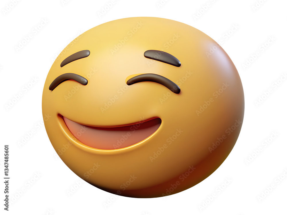 Fototapeta premium Smiling Face with Closed Eyes – Serenity and Joy