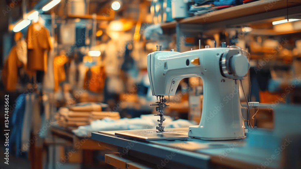 Fototapeta premium Industrial Sewing Machine in a Clothing Factory