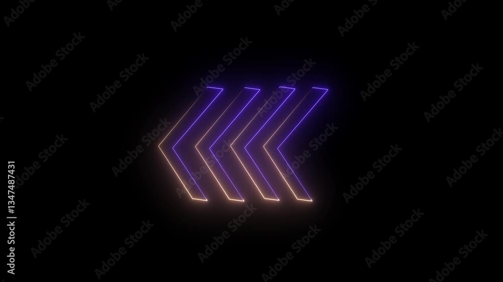 lighting arrows neon line seamless loop animation, animation of glowing colorful neon arrows isolated on a black background. lighting arrows neon line seamless loop animation, animation of glowing colorful neon arrows isolated on a black background.