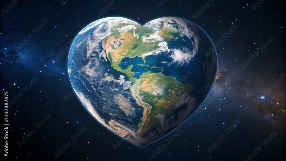 Obraz premium Beautiful Earth in a Heart Shape Symbolizing Love for Our Planet and Environmental Awareness