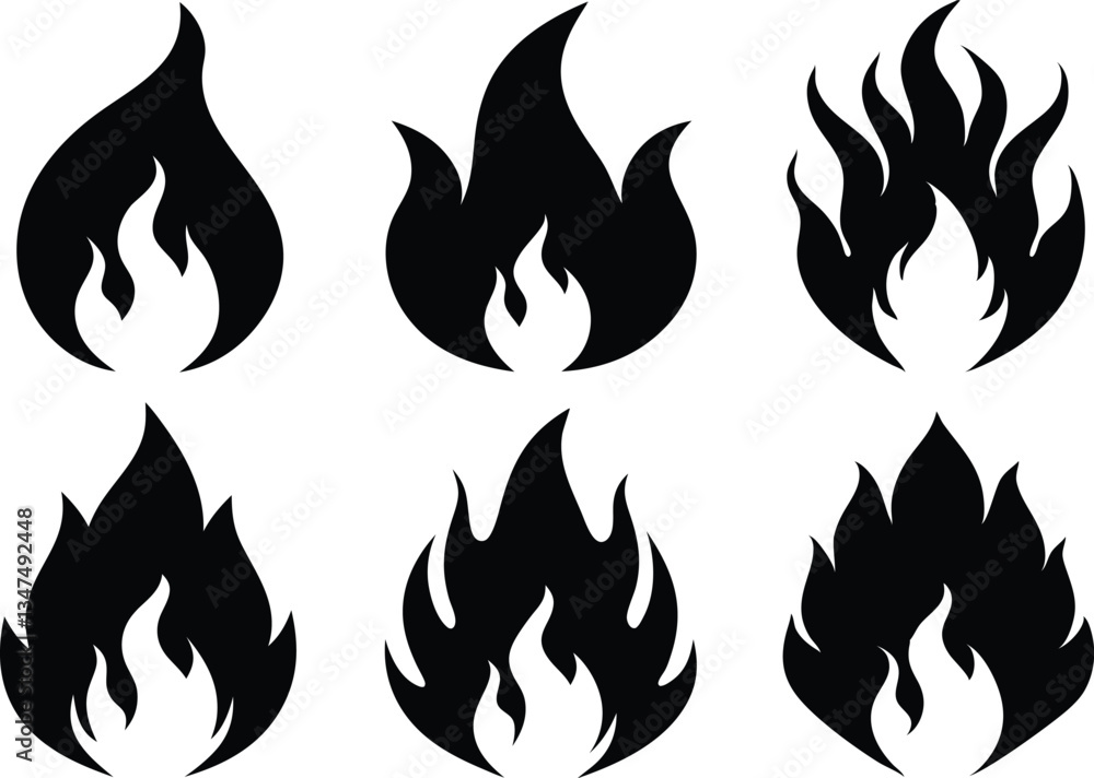 Fire flame icon vector set, Fire flame symbol Fire flame icon vector set, Fire flame symbol