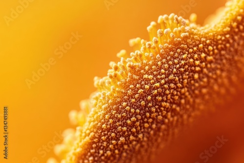 Close-up of a flower's stamen, showcasing intricate details and golden hues.