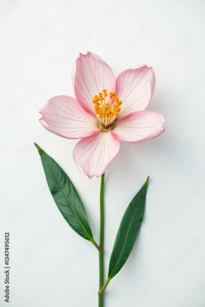 Fototapeta premium Delicate flower with intricate details on white background, clean, simple, blossom