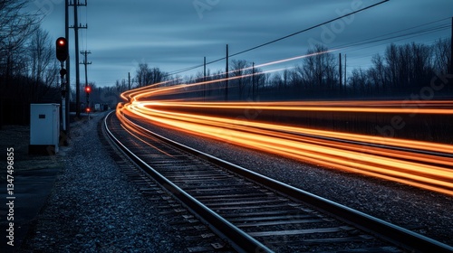 Wallpaper Mural Train Tracks with Light Trails Torontodigital.ca