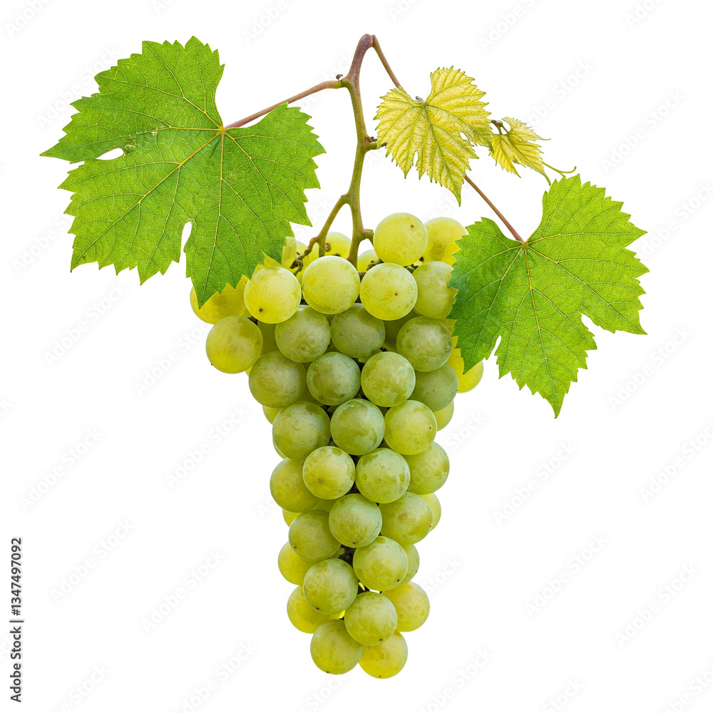 Obraz premium Cluster of green grapes on transparent background