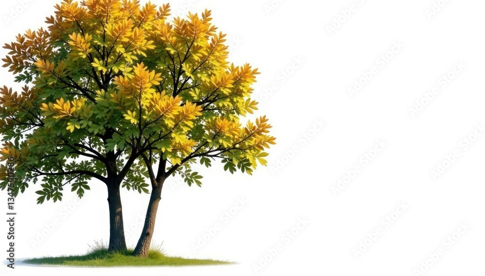 Fototapeta premium Isolated oak branches against a crisp white backdrop, trees, texture, forest