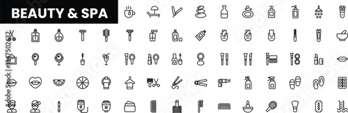 Black and white icons representing beauty and spa essentials.