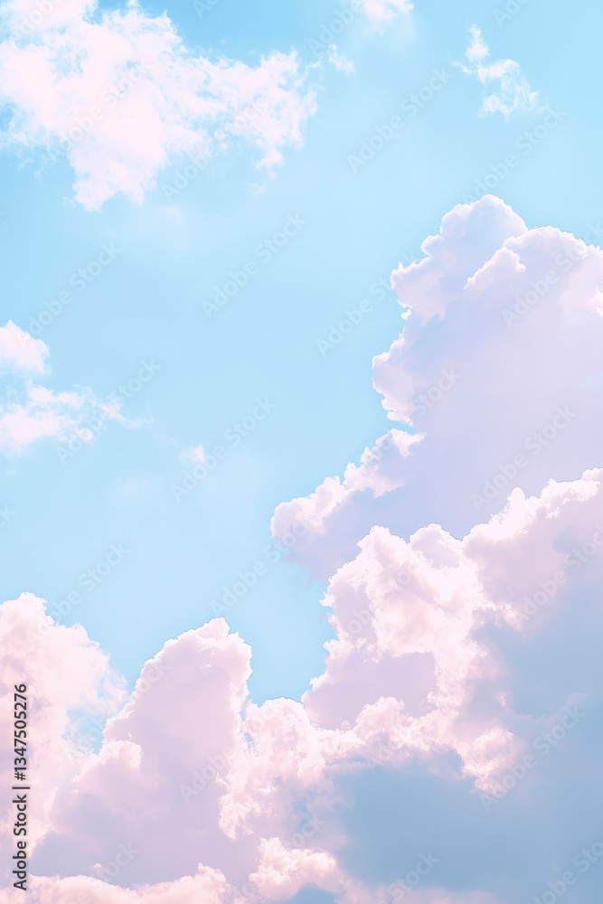 Fluffy pastel clouds in blue sky Fluffy pastel clouds in blue sky