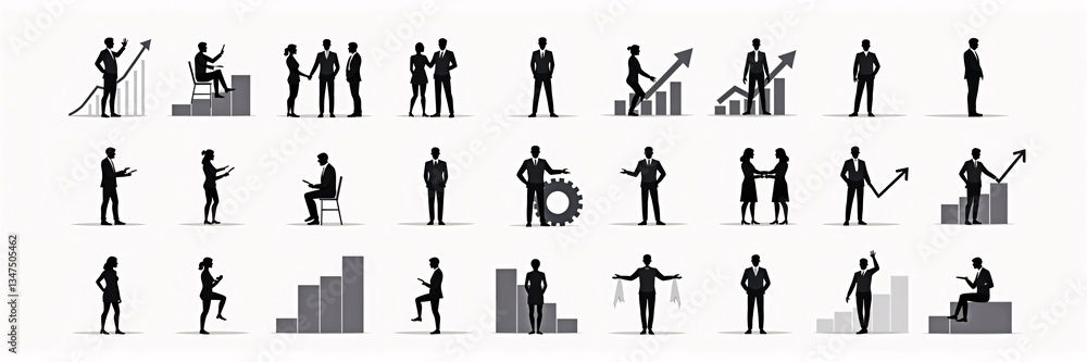 Silhouette Icon Set for Data Analysis, Web Development, Finance, Customer Satisfaction, Document and so on Silhouette Icon Set for Data Analysis, Web Development, Finance, Customer Satisfaction, Document and so on
