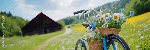 Wallpaper Mural Picturesque Cycling Tour Mountain Landscape Cabin Flowers Torontodigital.ca