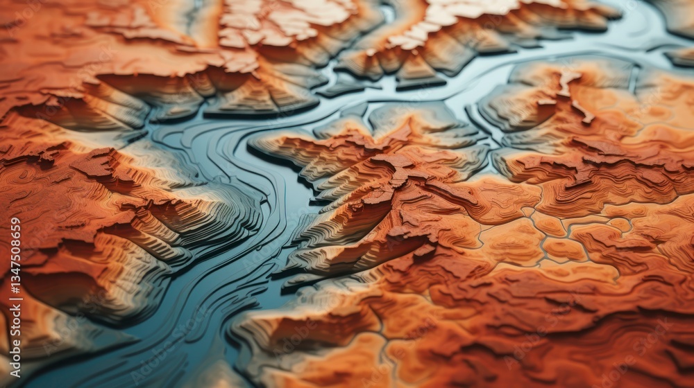 Fototapeta premium Abstract contour topology map of the world.