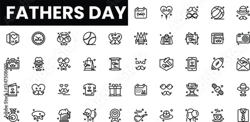 A creative collection of Father's Day icons highlighting love and appreciation.