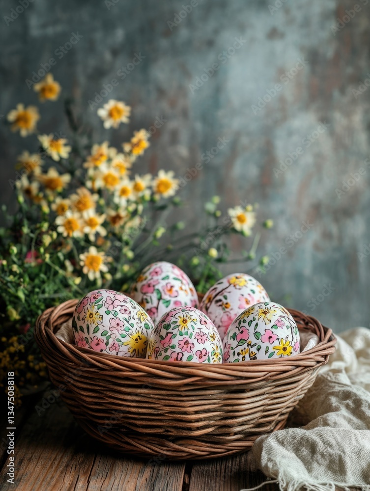 Fototapeta premium Colorful Easter Eggs in Basket