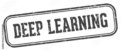 deep learning stamp. deep learning rectangular stamp on white background