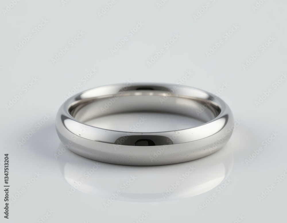 Close-up Silver Wedding Band on Reflective Surface for Jewelry Mockups Close-up Silver Wedding Band on Reflective Surface for Jewelry Mockups