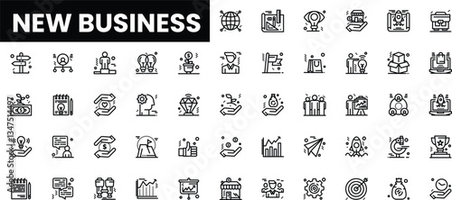 Various black and white icons representing new business concepts and ideas.