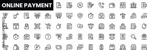 A collection of online payment icons in a minimalist style.