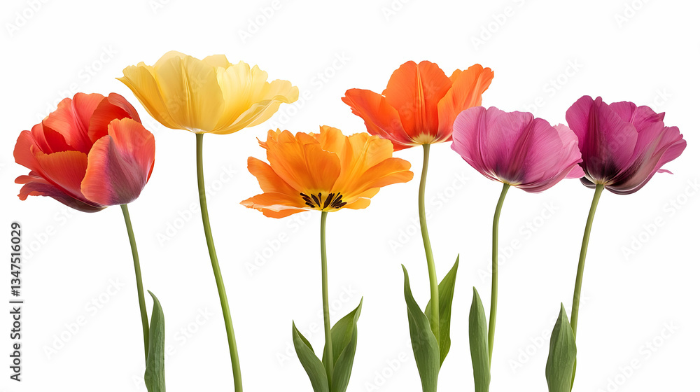 Naklejka premium Colorful Assortment Of Poppies Against A White Background