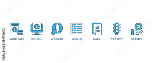 WEB HOSTING banner web icon vector illustration concept with icon of webspace, domain,website, server, data, traffic, service , 