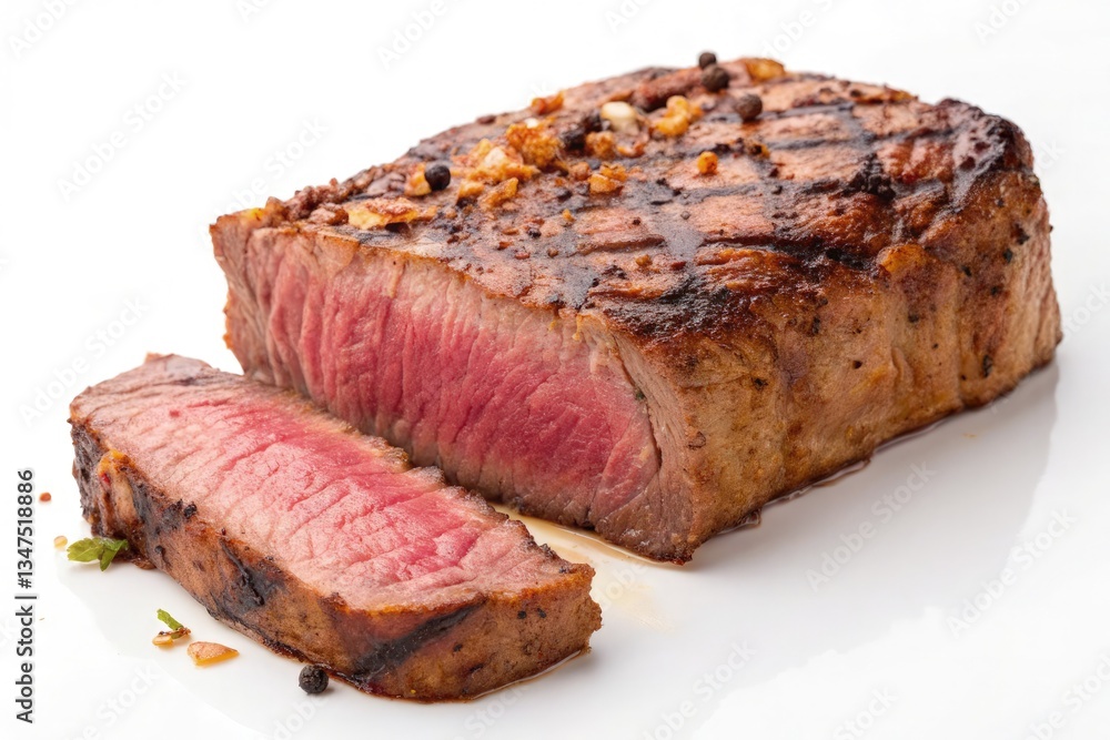 Grilled Steak Cut Displaying Juicy Pink Center and Seasoning Generative AI Grilled Steak Cut Displaying Juicy Pink Center and Seasoning Generative AI