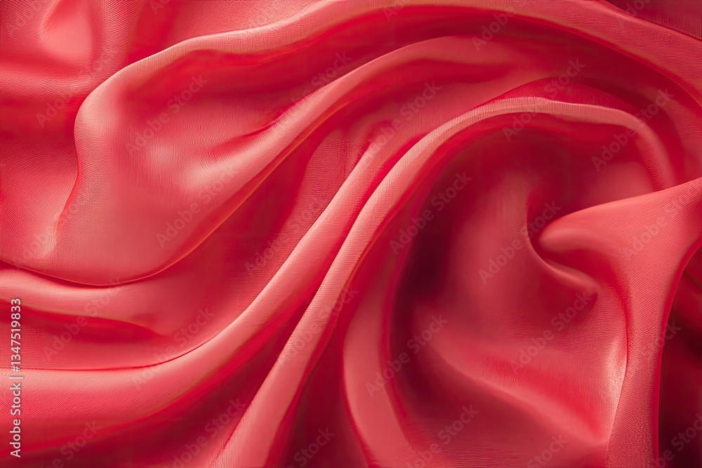Obraz premium Elegant Red Fabric Swirls and Drapes Smoothly for Fashion Background Texture