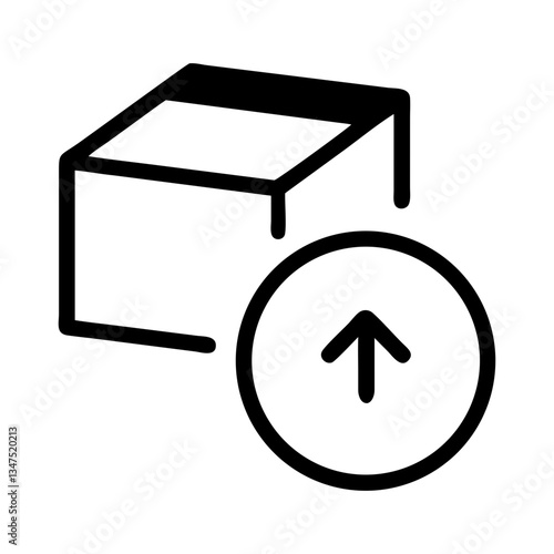 subscription box icon with circular arrow for renewal concepts, repeat delivery, e-commerce visuals, and customer retention graphics
