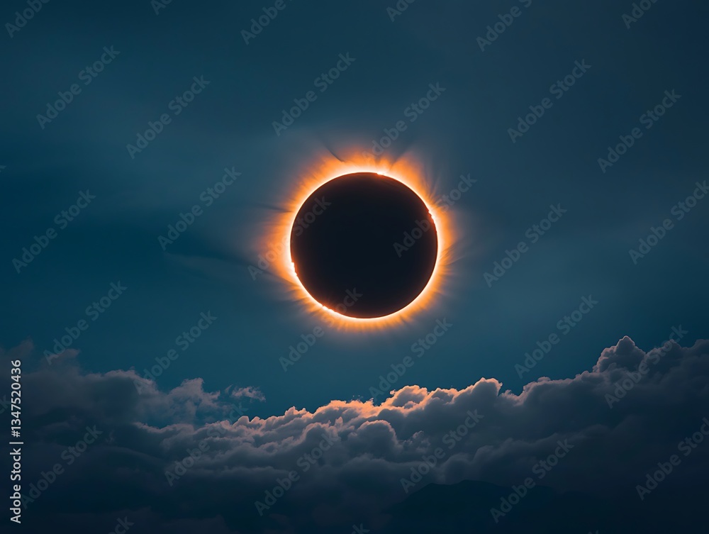 Obraz premium Annular Solar Eclipse over Clouds.