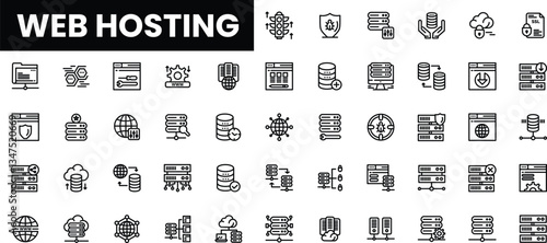 Web hosting icons collection in a modern, minimalist style.