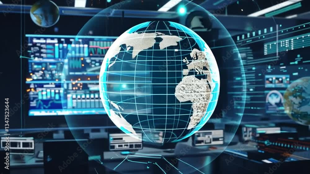 Globales Datennetzwerk mit digitalem Globus in Echtzeit