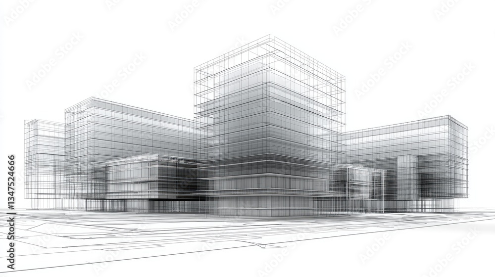 Architectural blueprint of glass skyscrapers Architectural blueprint of glass skyscrapers