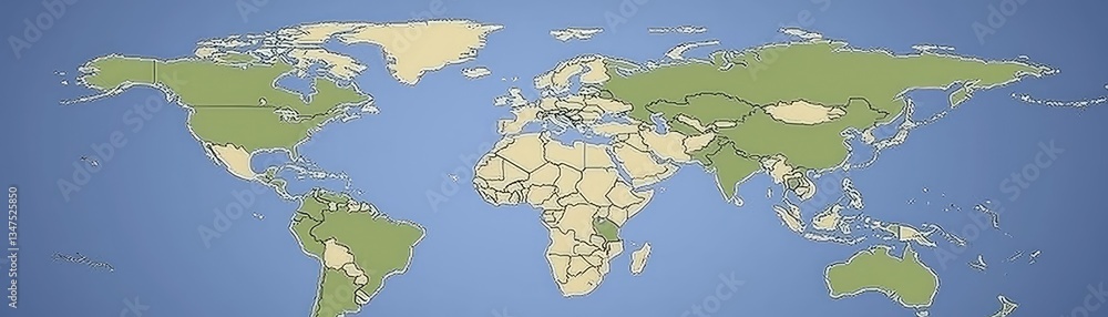 Fototapeta premium World Map with Colored Regions