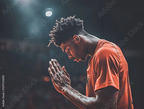 Athlete Praying for Arena Spotlight.