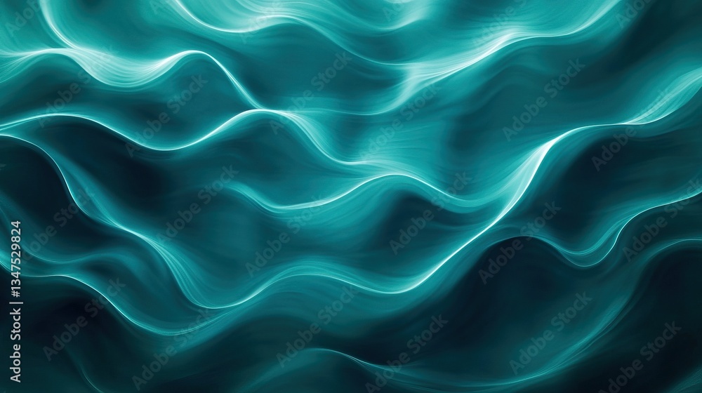 Obraz premium Abstract teal waves: flowing lines and rhythmic patterns