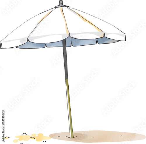Beach parasol in watercolour technique. Vector illustration.