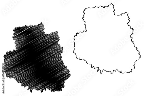 Vinnytsia Oblast (Administrative divisions of Ukraine, Oblasts of Ukraine) map vector illustration, scribble sketch Vinnychchyna map