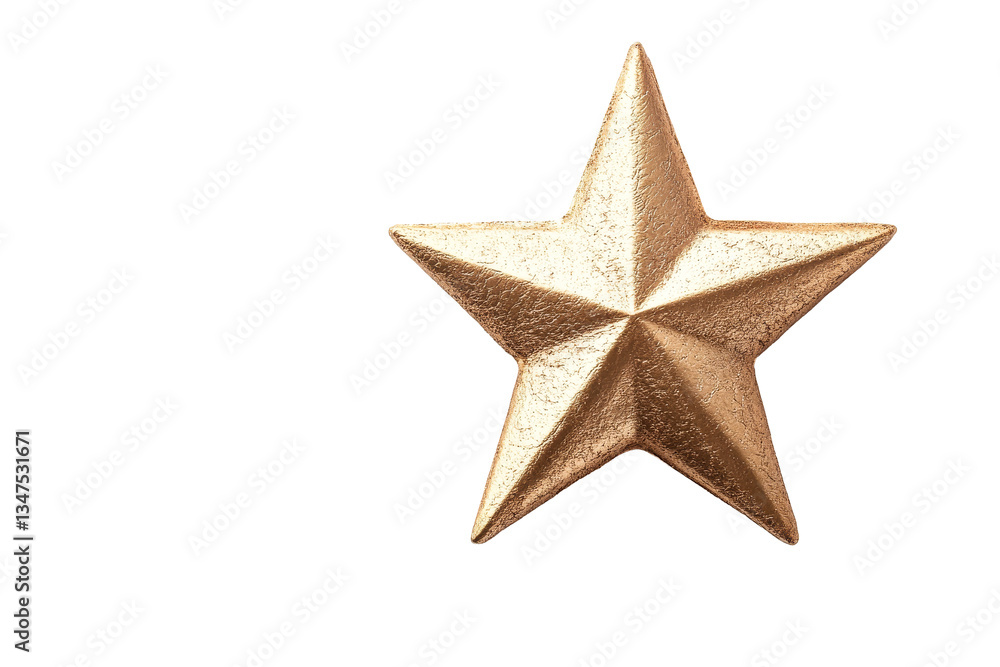 Textured golden star, 3D object on black backdrop, cut out transparent Textured golden star, 3D object on black backdrop, cut out transparent