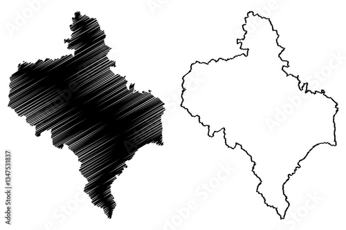 Ivano-Frankivsk Oblast (Administrative divisions of Ukraine, Oblasts of Ukraine) map vector illustration, scribble sketch Prykarpattia (Stanislavshchyna or Stanislavivshchyna) map