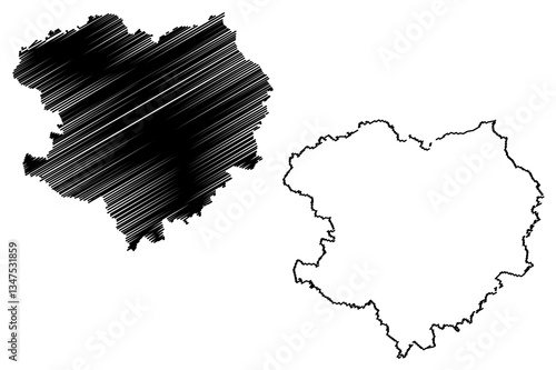 Kharkiv Oblast (Administrative divisions of Ukraine, Oblasts of Ukraine) map vector illustration, scribble sketch Kharkivshchyna map