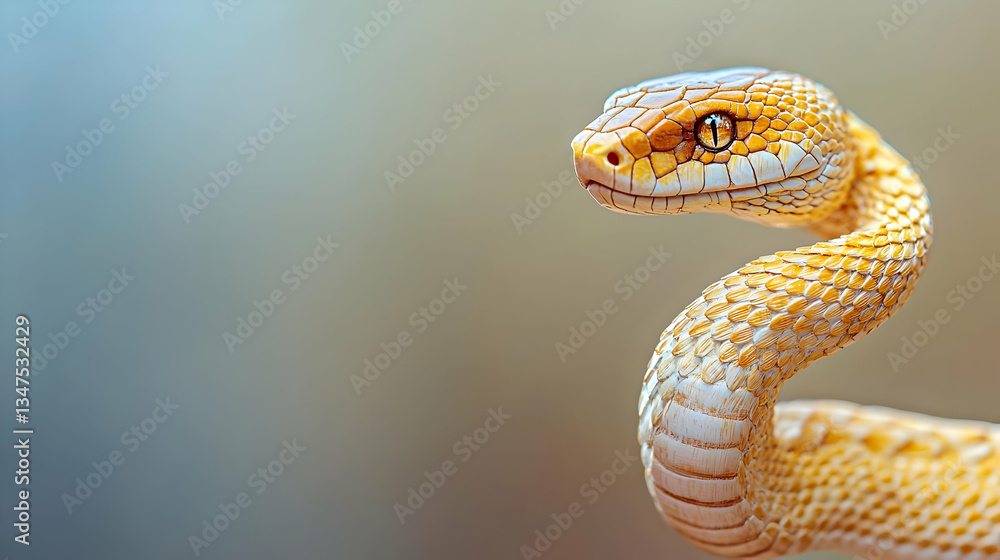Fototapeta premium Close Up View Of Yellow And White Snake