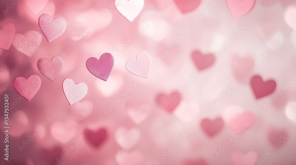Pink heart decorations on soft pink background for romantic celebrations Pink heart decorations on soft pink background for romantic celebrations